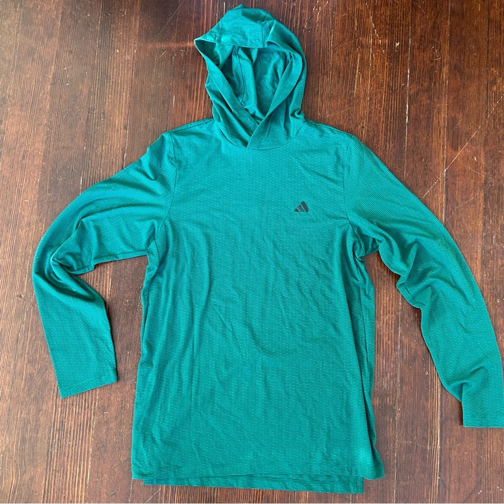 Adidas / Men’s Axis Tech Hooded Training Long Sleeve Shirt Green size Small